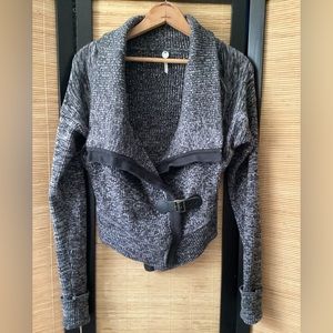 ☘️ Margaret O’Leary Anthropologie moto sweater jacket Sz S EUC